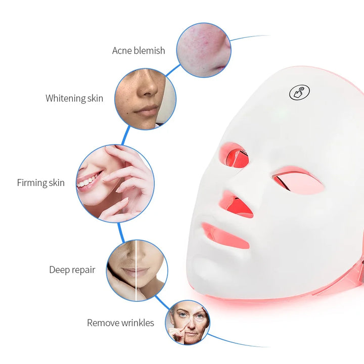 Rechargeable Facial LED Mask 7 Colors LED Photon Therapy