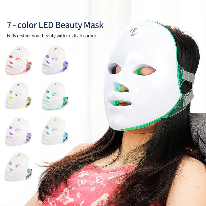 Rechargeable Facial LED Mask 7 Colors LED Photon Therapy