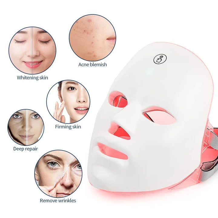 Rechargeable Facial LED Mask 7 Colors LED Photon Therapy