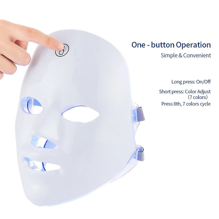 Rechargeable Facial LED Mask 7 Colors LED Photon Therapy